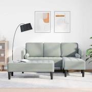 vidaXL Soffset 2 pcs Ljusgrå 173 x 131 x 67 cm Sammet