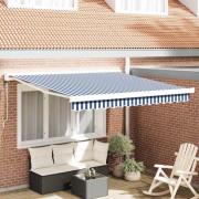 vidaXL Utfällbar markis Blå och vit 300 x 250 cm Tyg, Metall