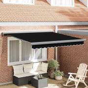 vidaXL Utfällbar markis Svart 300 x 250 cm Tyg och Metall