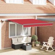 vidaXL Utfällbar markis med LED -remsljus Röd 300 x 250 cm tyg
