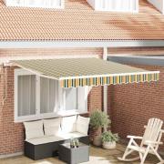 vidaXL Utfällbar markis 350 x 250 cm Grön och gul