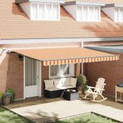 vidaXL Utfällbar markis with gult och orange 450 × 300 cm tyg