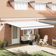 vidaXL Utfällbar markis med LED -remsljus Vit 450 ×300 cm tyg