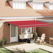 vidaXL Utfällbar markis with Röd 450 × 300 cm tyg