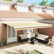 vidaXL Utfällbar markis Orange och vit 500 ×300 cm Tyg och Metall