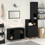vidaXL Badrumsmöbelset 3 pcs Svart 60 x 30 x 60 cm Konstruerat trä