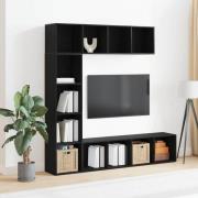 vidaXL Bokhyllor 3 st Svart Ek 36x30x143 cm Konstruerat Trä