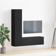 vidaXL TV-bänkset 4 pcs Svart ek 130.5 x 30 x 140 cm Konstruerat trä