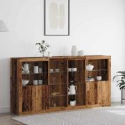 vidaXL Sideboard 3 pcs Gammalt trä 202 x 37 x 100 cm Konstruerat trä