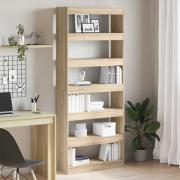 vidaXL Bokhylla med hylla Sonoma ek 80 x 30 x 198 cm Konstruerat trä