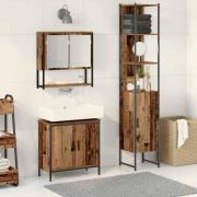 vidaXL Badrumsmöbelset 3 pcs Brun 33 x 33 x 185.5 cm Konstruerat trä