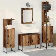 vidaXL Badrumsmöbelset med hylla med dörr 4 pcs Brun Konstruerat trä