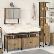 vidaXL Badrumsmöbelset med hylla 4 pcs artisan ek 33 x 33 x 185.5 cm