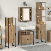 vidaXL Badrumsskåpsset med hylla 4 pcs artisan ek 33 x 33 x 185.5 cm
