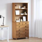 vidaXL Hutch med låda ASKIM Brun 91 x 40 x 200.5 cm Massivt tallträ
