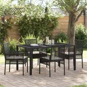 vidaXL Trädgårdsmöbelset 5 pcs Svart Poly rattan