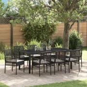vidaXL Trädgårdsmöbelset 9 pcs Svart Poly rattan