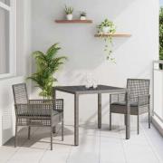 vidaXL Trädgårdsmöbelset 3 pcs Grå Poly rattan