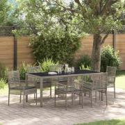 vidaXL Trädgårdsmöbelset 7 pcs Grå konstrotting