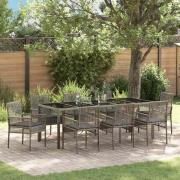 vidaXL Trädgårdsmöbelset 9 pcs Grå Poly rattan