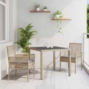 vidaXL Trädgårdsmöbelset 3 pcs Beige Poly rattan