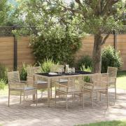 vidaXL Trädgårdsmöbelset 7 pcs Beige Poly rattan