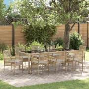 vidaXL Trädgårdsmöbelset 9 pcs Beige Poly rattan