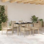 vidaXL Trädgårdsmöbelset 7 pcs Beige Poly rattan