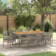 vidaXL Trädgårdsmöbelset 9 pcs Grå Poly rattan