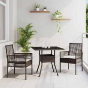 vidaXL Trädgårdsmöbelset 3 pcs Brun Poly rattan