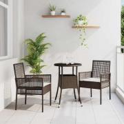 vidaXL Trädgårdsmöbelset 3 pcs Brun Poly rattan