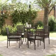 vidaXL Trädgårdsmöbelset 5 pcs Brun Poly rattan
