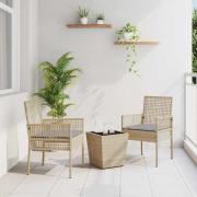 vidaXL Trädgårds Bistro Set 3 pcs Beige konstrotting