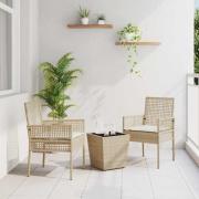 vidaXL Trädgårds Bistro Set 3 pcs Beige Poly rattan
