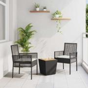 vidaXL Trädgårds Bistro Set 3 pcs Svart Poly rattan