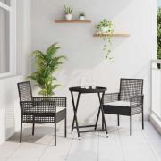 vidaXL Trädgårds Bistro Set 3 pcs Svart konstrotting