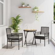 vidaXL Trädgårds Bistro Set 3 pcs Svart konstrotting