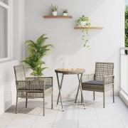 vidaXL Trädgårds Bistro Set 3 pcs Grå konstrotting
