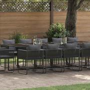 vidaXL Trädgårdsmöbelset 15 pcs Svart Stål