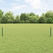 vidaXL Staket med stolpar Grön 0.4 x 50 m Stål
