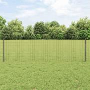 vidaXL Staket med stolpar Grå 0.6 x 50 m Stål