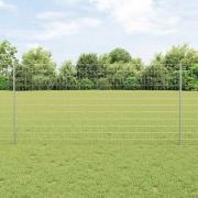 vidaXL Staket med stolpar Silver 1.2 x 10 m Stål