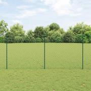 vidaXL Staket med stolpar Grön 1.4 x 25 m Stål