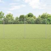 vidaXL Staket med stolpar Silver 1.5 x 10 m Stål