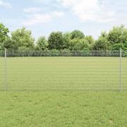 vidaXL Staket med stolpar Silver 0.8 x 25 m Stål
