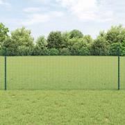 vidaXL Staket med stolpar Grön 0.8 x 10 m Stål