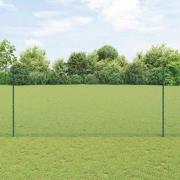 vidaXL Staket med stolpar Grön 1.4 x 25 m Stål