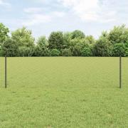 vidaXL Staket med stolpar Grå 0.6 x 50 m Stål