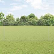 vidaXL Staket med stolpar Silver 1.5 x 25 m Stål