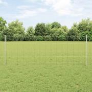 vidaXL Staket med stolpar Silver 0.8 x 25 m Stål